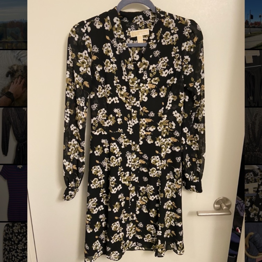 Michael Kors V Neck Georgette Dress